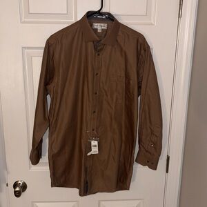 Paul Fredrick Men’s Orange/Gray Herringbone Slim Fit Dress Shirt NWT Sz 16